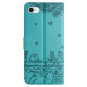 For iPhone 7 / 8 / SE 2020 / SE 2022 Cat Embossing Pattern Leather Phone Case with Lanyard(Blue)