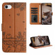 For iPhone 7 / 8 / SE 2020 / SE 2022 Cat Embossing Pattern Leather Phone Case with Lanyard(Brown)