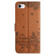 For iPhone 7 / 8 / SE 2020 / SE 2022 Cat Embossing Pattern Leather Phone Case with Lanyard(Brown)