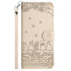 For iPhone 7 / 8 / SE 2020 / SE 2022 Cat Embossing Pattern Leather Phone Case with Lanyard(Beige)