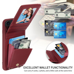 For iPhone SE 2022/ 7 / 8 Crossbody Lanyard Zipper Wallet Leather Phone Case(Wine Red)