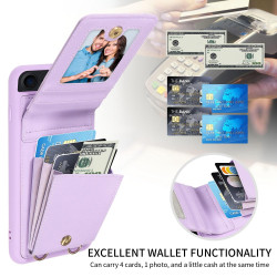 For iPhone SE 2022/ 7 / 8 Crossbody Lanyard Zipper Wallet Leather Phone Case(Purple)
