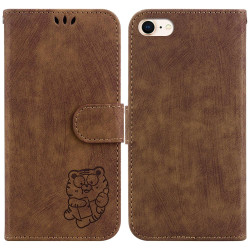 For iPhone 7 / 8 / SE 2022 / 2020 Little Tiger Embossed Leather Phone Case(Brown)