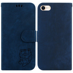 For iPhone 7 / 8 / SE 2022 / 2020 Little Tiger Embossed Leather Phone Case(Dark Blue)