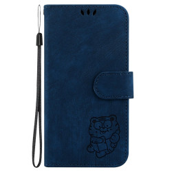For iPhone 7 / 8 / SE 2022 / 2020 Little Tiger Embossed Leather Phone Case(Dark Blue)