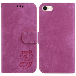For iPhone 7 / 8 / SE 2022 / 2020 Little Tiger Embossed Leather Phone Case(Rose Red)