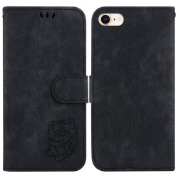For iPhone 7 / 8 / SE 2022 / 2020 Little Tiger Embossed Leather Phone Case(Black)