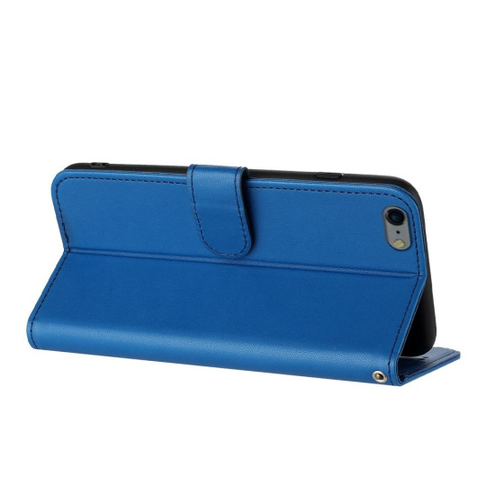 For iPhone 6 / 7 / 8 / SE 2020 Datura Flower Embossed Flip Leather Phone Case(Blue)