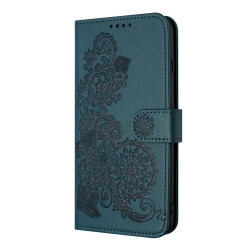 For iPhone 6 / 7 / 8 / SE 2020 Datura Flower Embossed Flip Leather Phone Case(Dark Green)