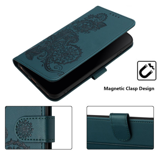 For iPhone 6 / 7 / 8 / SE 2020 Datura Flower Embossed Flip Leather Phone Case(Dark Green)