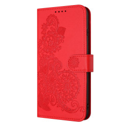 For iPhone 6 / 7 / 8 / SE 2020 Datura Flower Embossed Flip Leather Phone Case(Red)