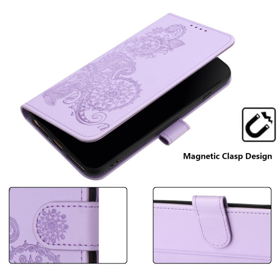 For iPhone 6 / 7 / 8 / SE 2020 Datura Flower Embossed Flip Leather Phone Case(Purple)