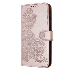 For iPhone 6 / 7 / 8 / SE 2020 Datura Flower Embossed Flip Leather Phone Case(Rose Gold)