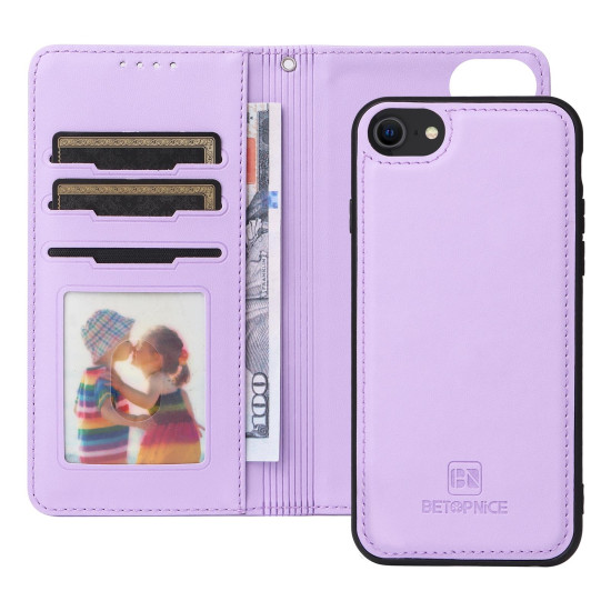 For iPhone 6 / 7 / 8 BETOPNICE BN-005 2 in 1 Detachable Imitate Genuine Leather Phone Case(Light Purple)