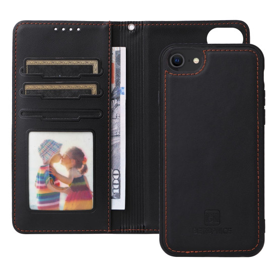 For iPhone 6 / 7 / 8 BETOPNICE BN-005 2 in 1 Detachable Imitate Genuine Leather Phone Case(Black)