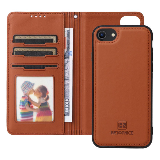 For iPhone 6 / 7 / 8 BETOPNICE BN-005 2 in 1 Detachable Imitate Genuine Leather Phone Case(Brown)