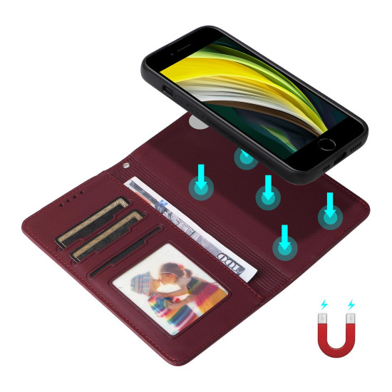 For iPhone 6 / 7 / 8 BETOPNICE BN-005 2 in 1 Detachable Imitate Genuine Leather Phone Case(Wine Red)