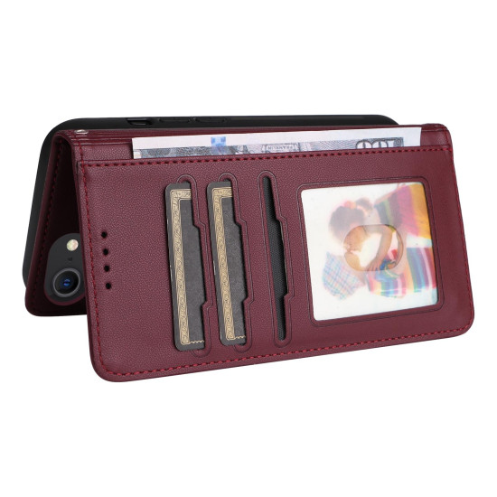 For iPhone 6 / 7 / 8 BETOPNICE BN-005 2 in 1 Detachable Imitate Genuine Leather Phone Case(Wine Red)