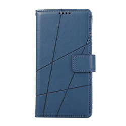 For iPhone SE 2022 / SE 2020 PU Genuine Leather Texture Embossed Line Phone Case(Blue)