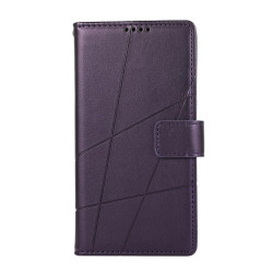 For iPhone SE 2022 / SE 2020 PU Genuine Leather Texture Embossed Line Phone Case(Purple)