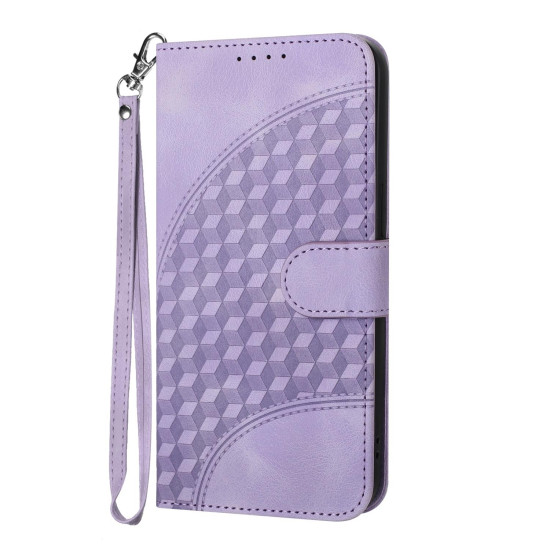 For iPhone SE 2022/SE 2020/6/7/8 YX0060 Elephant Head Embossed Phone Leather Case with Lanyard(Light Purple)