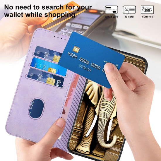 For iPhone SE 2022/SE 2020/6/7/8 YX0060 Elephant Head Embossed Phone Leather Case with Lanyard(Light Purple)