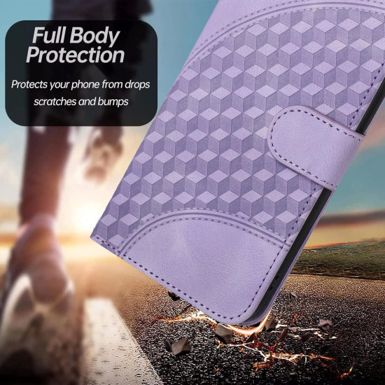 For iPhone SE 2022/SE 2020/6/7/8 YX0060 Elephant Head Embossed Phone Leather Case with Lanyard(Light Purple)