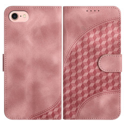 For iPhone SE 2022/SE 2020/6/7/8 YX0060 Elephant Head Embossed Phone Leather Case with Lanyard(Pink)