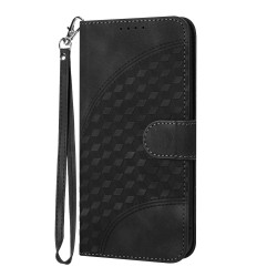 For iPhone SE 2022/SE 2020/6/7/8 YX0060 Elephant Head Embossed Phone Leather Case with Lanyard(Black)