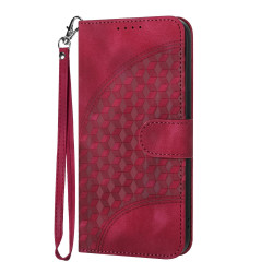 For iPhone SE 2022/SE 2020/6/7/8 YX0060 Elephant Head Embossed Phone Leather Case with Lanyard(Rose Red)