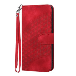 For iPhone SE 2022/SE 2020/6/7/8 YX0060 Elephant Head Embossed Phone Leather Case with Lanyard(Red)