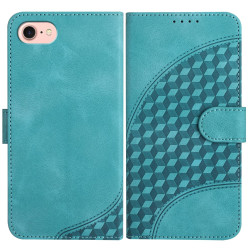 For iPhone SE 2022/SE 2020/6/7/8 YX0060 Elephant Head Embossed Phone Leather Case with Lanyard(Light Blue)