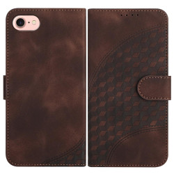 For iPhone SE 2022/SE 2020/6/7/8 YX0060 Elephant Head Embossed Phone Leather Case with Lanyard(Coffee)