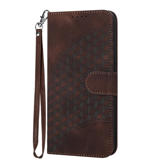 For iPhone SE 2022/SE 2020/6/7/8 YX0060 Elephant Head Embossed Phone Leather Case with Lanyard(Coffee)