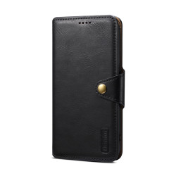 For iPhone SE 2022/SE 2020/6/7/8 Denior Cowhide Texture Wallet Style Leather Phone Case(Black)