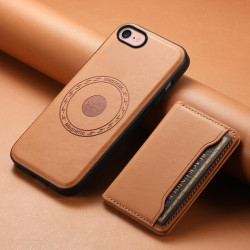For iPhone SE 2022/2020/8/7 Denior Cowhide Texture Leather MagSafe Detachable Wallet Phone Case(Khaki)