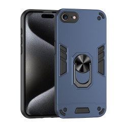 For iPhone SE 2022 / SE 2020 Shockproof Metal Ring Holder Phone Case(Blue)