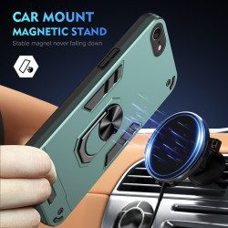 For iPhone SE 2022 / SE 2020 Shockproof Metal Ring Holder Phone Case(Green)