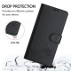 For iPhone SE 2022/SE 2020/6/7/8 Cat Rat Embossed Pattern RFID Leather Phone Case with Lanyard(Black)