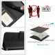 For iPhone SE 2022/SE 2020/6/7/8 Cat Rat Embossed Pattern RFID Leather Phone Case with Lanyard(Black)