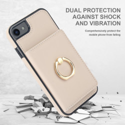 For iPhone SE 2022/SE 2020/6/7/8 RFID Anti-theft Card Ring Holder Phone Case(White)