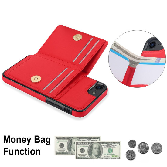 For iPhone SE 2022/SE 2020/6/7/8 RFID Anti-theft Card Ring Holder Phone Case(Red)