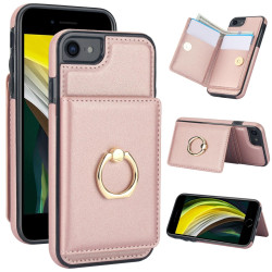 For iPhone SE 2022/SE 2020/6/7/8 RFID Anti-theft Card Ring Holder Phone Case(Rose Gold)