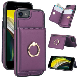 For iPhone SE 2022/SE 2020/6/7/8 RFID Anti-theft Card Ring Holder Phone Case(Dark Purple)