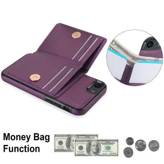 For iPhone SE 2022/SE 2020/6/7/8 RFID Anti-theft Card Ring Holder Phone Case(Dark Purple)