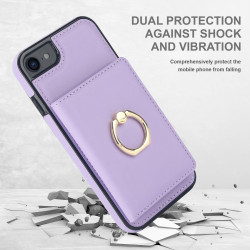 For iPhone SE 2022/SE 2020/6/7/8 RFID Anti-theft Card Ring Holder Phone Case(Purple)