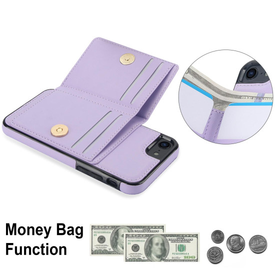For iPhone SE 2022/SE 2020/6/7/8 RFID Anti-theft Card Ring Holder Phone Case(Purple)