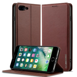 For iPhone 7 / 8 / SE 2020 LC.IMEEKE L1 Series Frosted Fine Texture PU Phone Case(Brown)