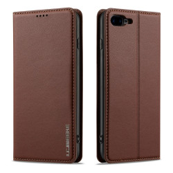 For iPhone 7 / 8 / SE 2020 LC.IMEEKE L1 Series Frosted Fine Texture PU Phone Case(Brown)
