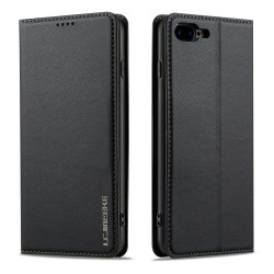 For iPhone SE 2022 LC.IMEEKE L1 Series Frosted Fine Texture PU Phone Case(Black)